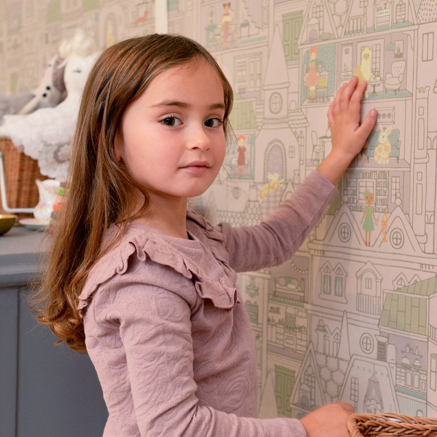 Tapet cu case mici, Dollhouse Soft Lilac