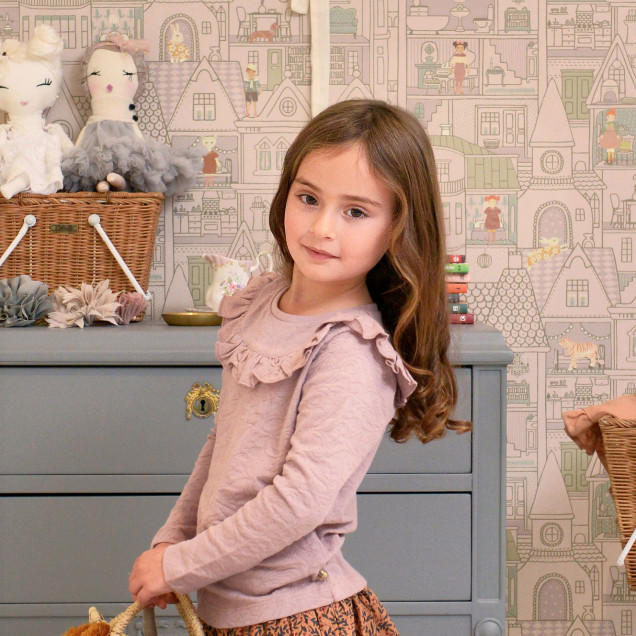 Tapet cu case mici, Dollhouse Soft Lilac