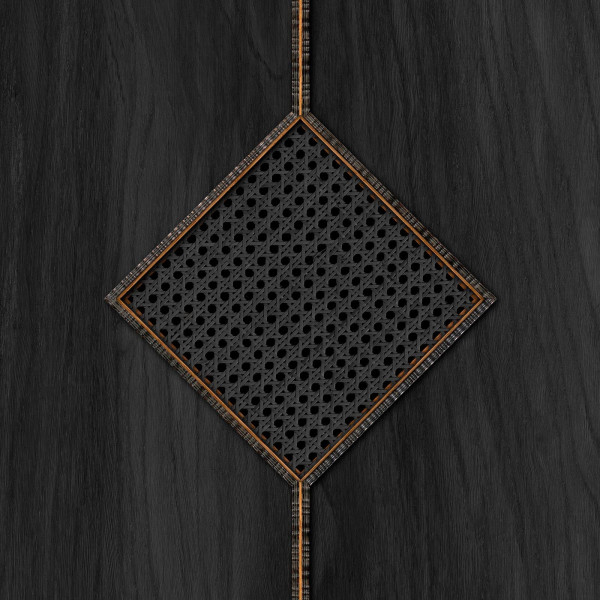 designer Cane Webbing, MRV Diamond, Black by Mr & Mrs Vintage, NLXL, 4,87m2/rolă