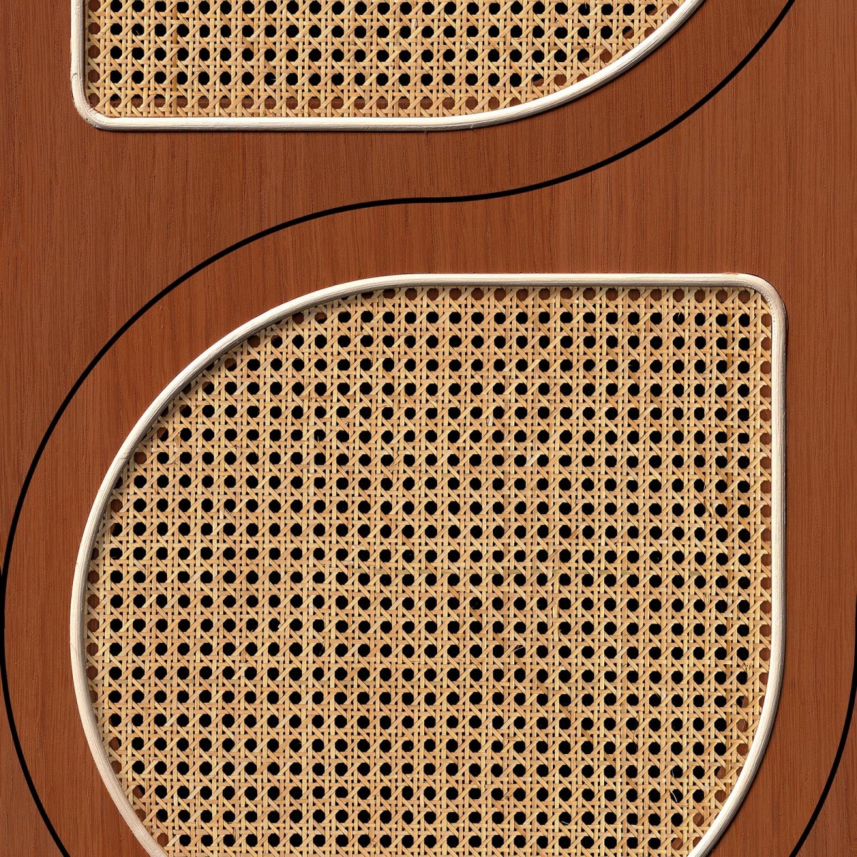 Tapet designer VOS Drops Cane Webbing, Mahogany by Roderick Vos, NLXL, 4.87mp/rola, Tapet living 