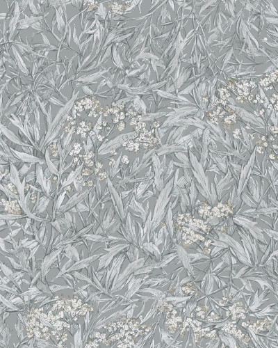 Tapet lavabil cu design floral discret, cu accente gri, perfect pentru living sau dormitor.