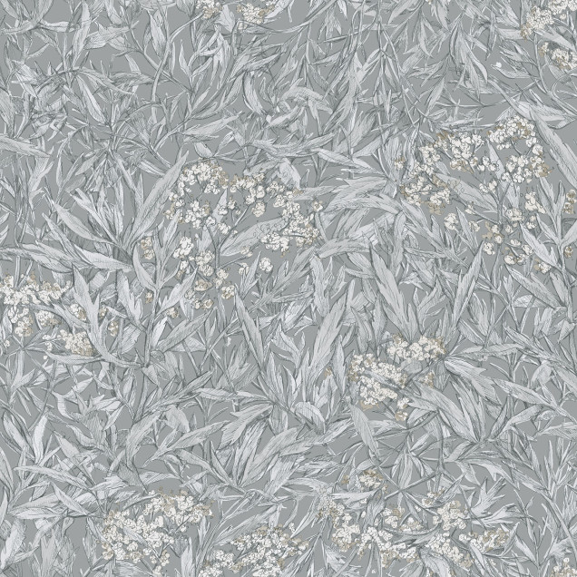 Tapet lavabil cu design floral discret, cu accente gri, perfect pentru living sau dormitor.