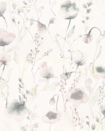 Tapet lavabil cu flori gri, design delicat, Lo Pastel