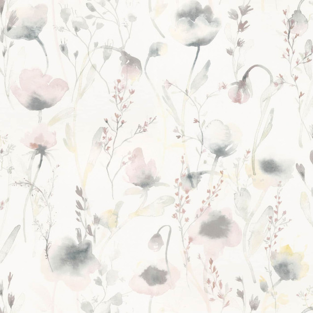 Tapet lavabil cu flori gri, design delicat, Lo Pastel