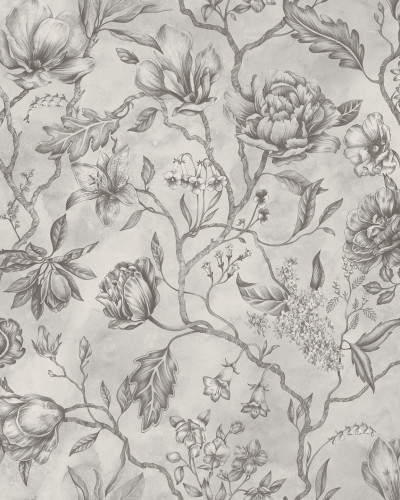 Wallpaper cu flori gri, design minimalist, pentru decorarea pereților