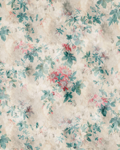 Tapet cu flori pastelate delicate, Faded Passion Clay