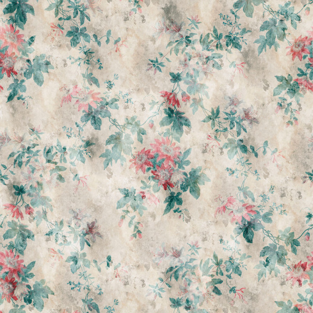 Tapet cu flori pastelate delicate, Faded Passion Clay