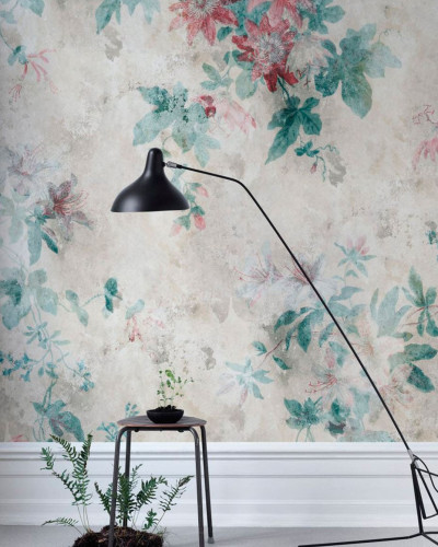 Tapet cu flori pastelate delicate, Faded Passion Clay