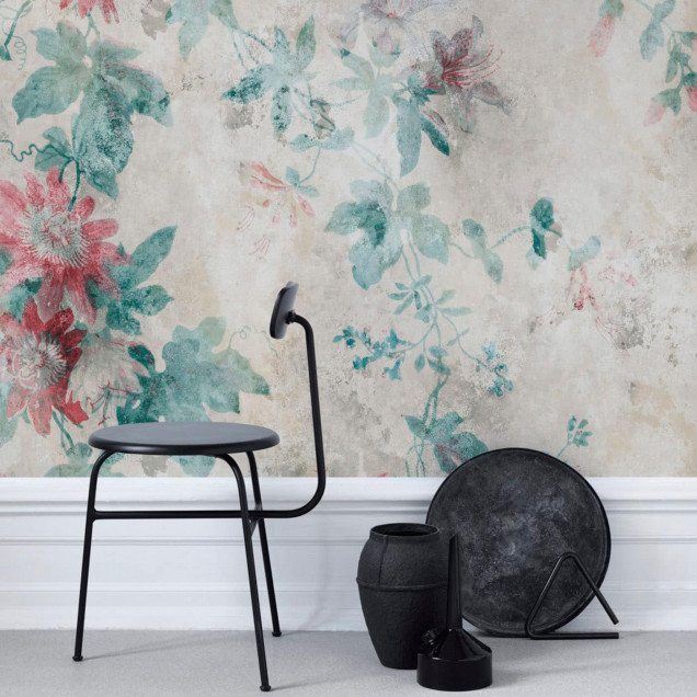 Tapet cu flori pastelate delicate, Faded Passion Clay