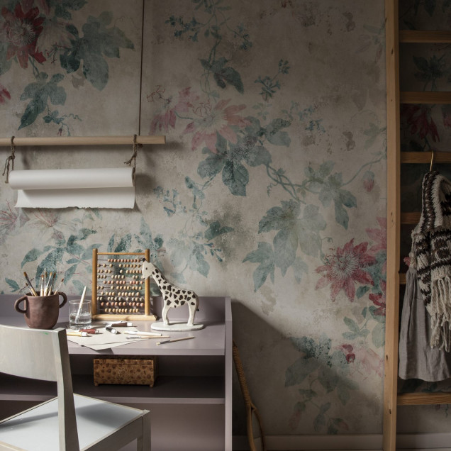 Tapet cu flori pastelate delicate, Faded Passion Clay