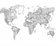 Tapet lavabil World Map Black, Sandberg, 5.3mp / rola