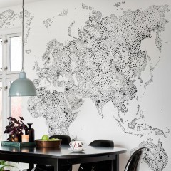 Tapet lavabil World Map Black, Sandberg, 5.3mp / rola