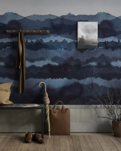 Tapet lavabil cu design abstract în nuanțe de albastru. Ideal pentru un decor minimalist sau contemporan.