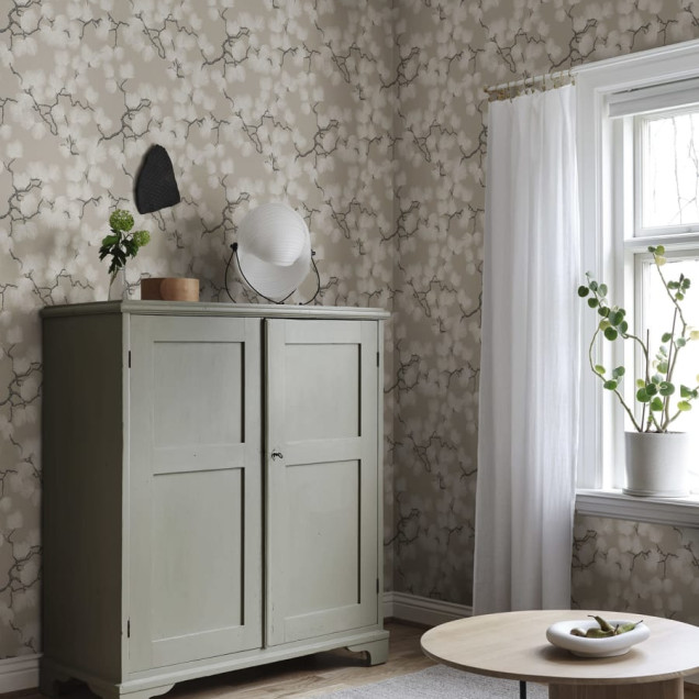 Tapet cu model de ramuri de pin - Pine, Beige