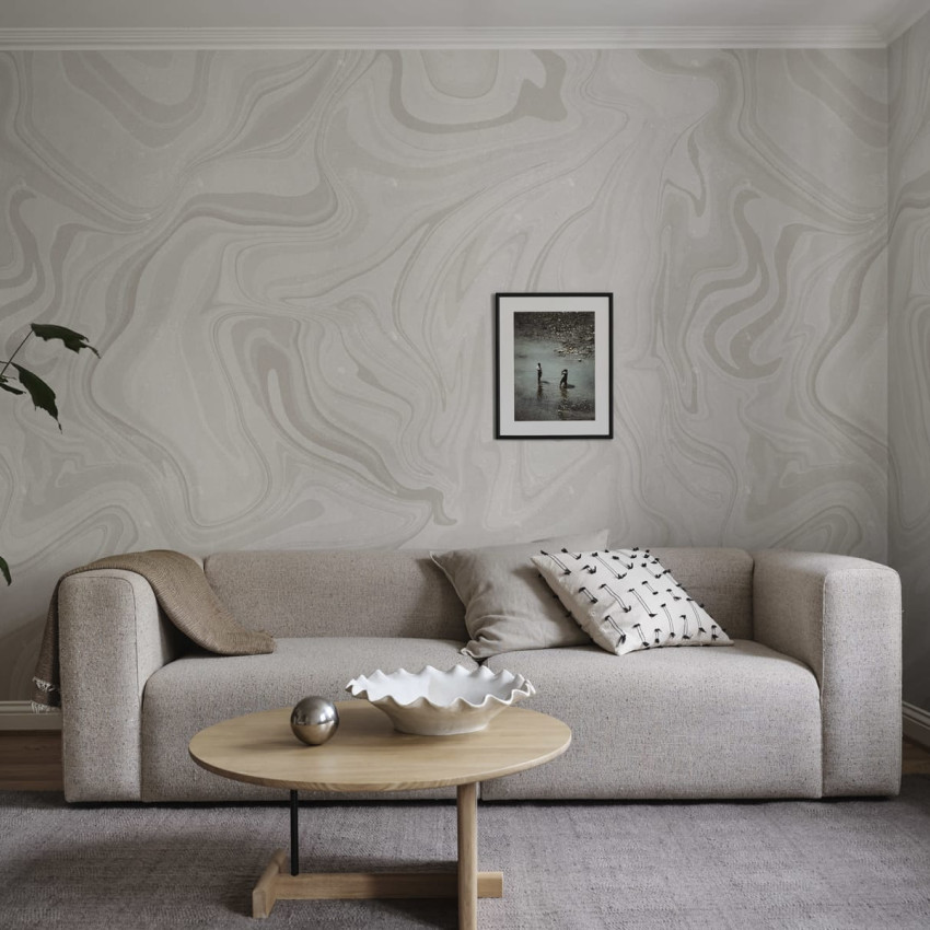 Tapet lavabil cu model abstract gri, Klint, Grey, Sandberg
