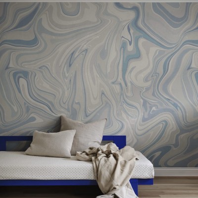 Klint, Misty Blue cu design abstract în nuanțe de albastru și gri.
