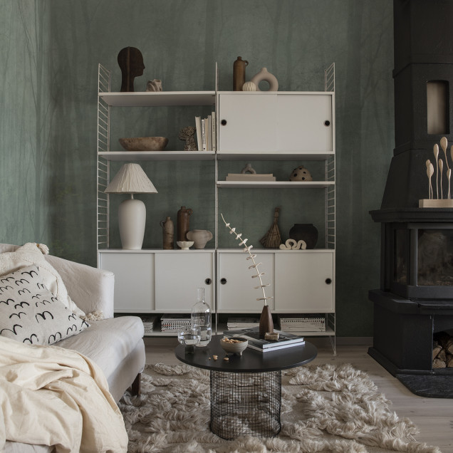 Tapet lavabil cu design verde cu siluete de copaci
