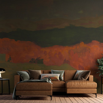 Tapet abstract în nuanțe de roșu și verde