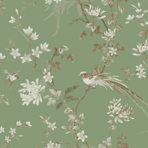 Tapet Bird And Blossom Chinoserie, verde, York Wallcoverings, 5.6mp / rola