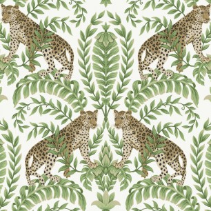Tapet Jungle Leopard, alb/verde, York Wallcoverings, 5.6mp / rola