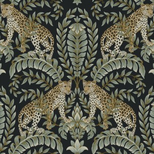 Tapet Jungle Leopard, negru/verde, York Wallcoverings, 5.6mp / rola