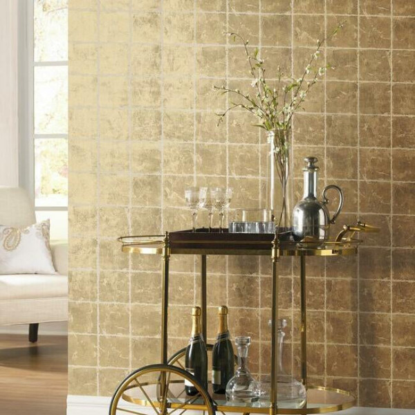 Metal Leaf Squares, auriu, York Wallcoverings, 6.68mp / rola