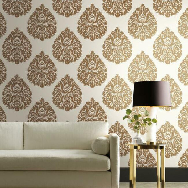 Teardrop Damask, auriu, York Wallcoverings, 5.6mp / rola