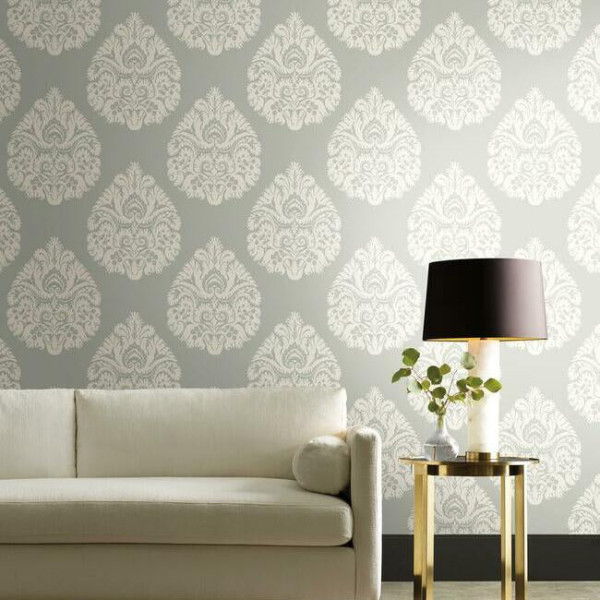 Teardrop Damask, gri deschis, York Wallcoverings, 5.6mp / rola