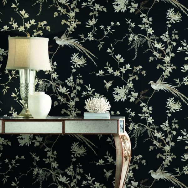 Bird And Blossom Chinoserie, negru, York Wallcoverings, 5.6mp / rola