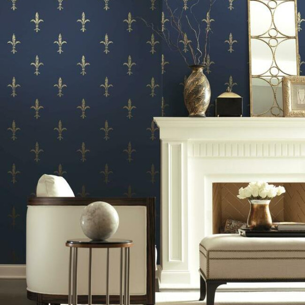 Fleur De Lis, bleumarin/auriu, York Wallcoverings, 5.6mp / rola