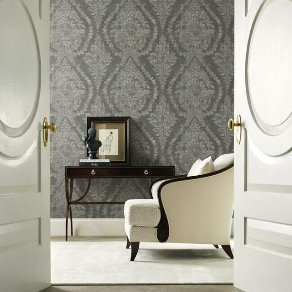 Charleston Damask, gri, York Wallcoverings, 5.6mp / rola