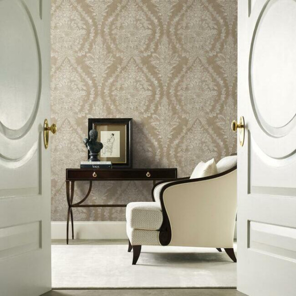 Charleston Damask, bronze, York Wallcoverings, 5.6mp / rola