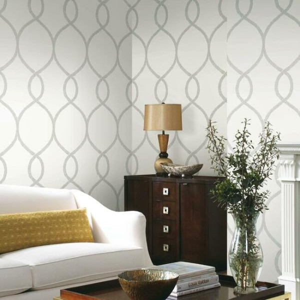 Laurel Leaf Ogee, gri, York Wallcoverings, 5.6mp / rola