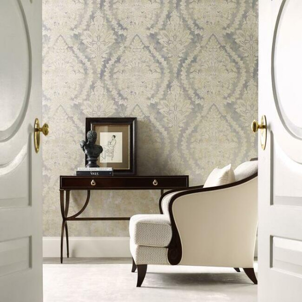Charleston Damask, argintiu, York Wallcoverings, 5.6mp / rola