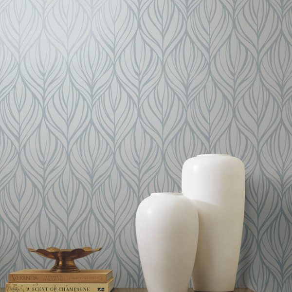 Palma, albastru/argintiu, York Wallcoverings, 5.6mp / rola