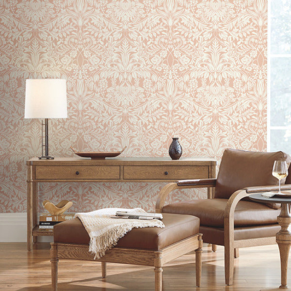 Lockwood Damask, Blush, York Wallcoverings, 5.6mp / rola