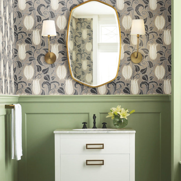 Canterbury Bells, Taupe, York Wallcoverings, 5.6mp / rola