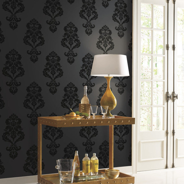 Graphic Damask, negru, York Wallcoverings, 5.6mp / rola