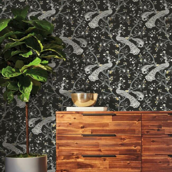 Plume, negru/auriu, York Wallcoverings, 5.6mp / rola