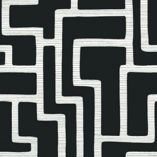 Tapet Graphic Polyomino, alb/negru, York Wallcoverings, 5.2mp / rola