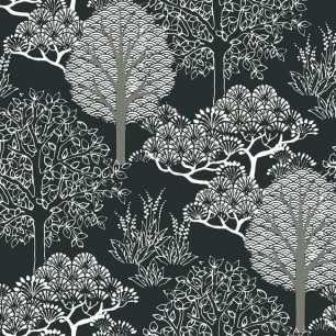 Tapet Kimono Trees, negru/metalic, York Wallcoverings, 5.6mp / rola
