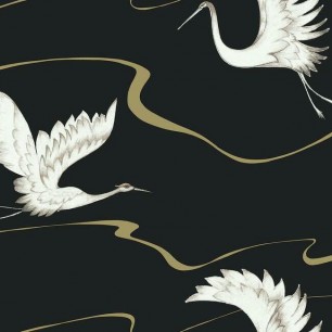 Tapet Soaring Cranes, negru/auriu, York Wallcoverings, 5.6mp / rola