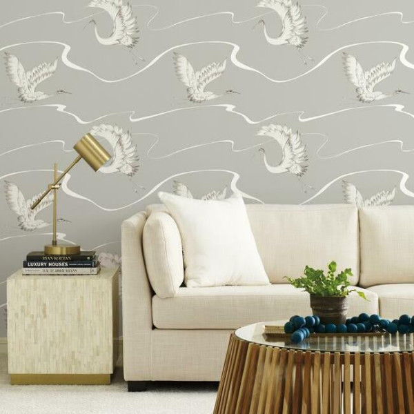 Soaring Cranes, taupe, York Wallcoverings, 5.6mp / rola