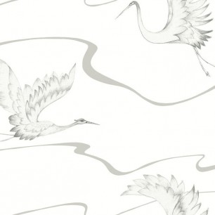 Tapet Soaring Cranes, alb/argintiu, York Wallcoverings, 5.6mp / rola