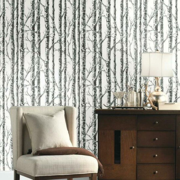 Paper Birch, alb/negru, York Wallcoverings, 5.6mp / rola