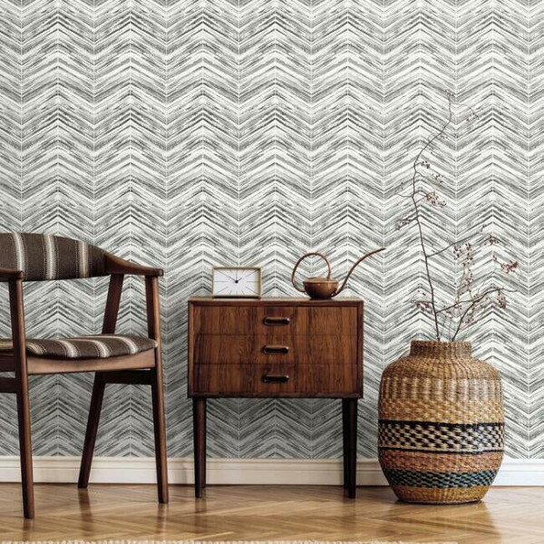 Petite Watercolor Chevron, alb/negru, York Wallcoverings, 5.6mp / rola