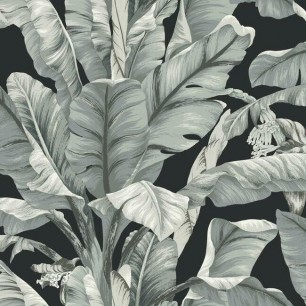 Tapet Banana Leaf, negru/neutru, York Wallcoverings, 5.6mp / rola