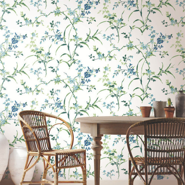 Blossom Branches, Alb/Albastru, York Wallcoverings, 5.6mp / rola