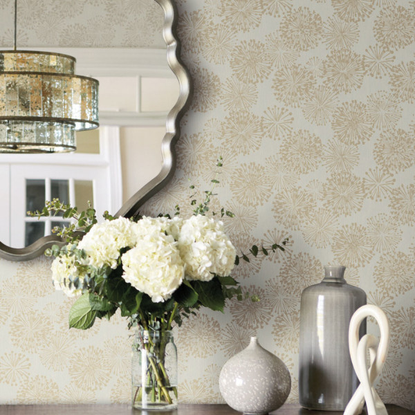 Grandeur, Taupe/Glint, York Wallcoverings, 5.6mp / rola