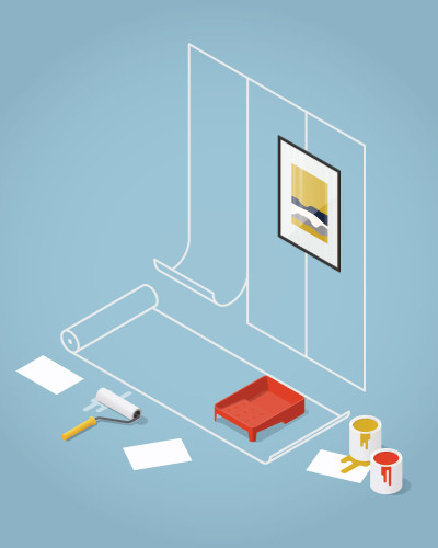 Ilustratie cu produse de design interior si materiale de renovare